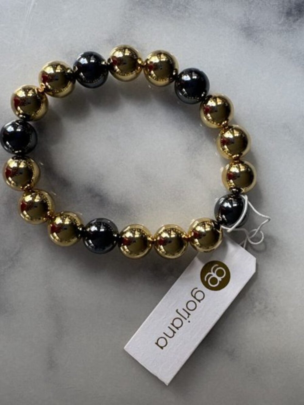 NWT Gorjana Gold & Hematite Beaded Stretch Bracelet